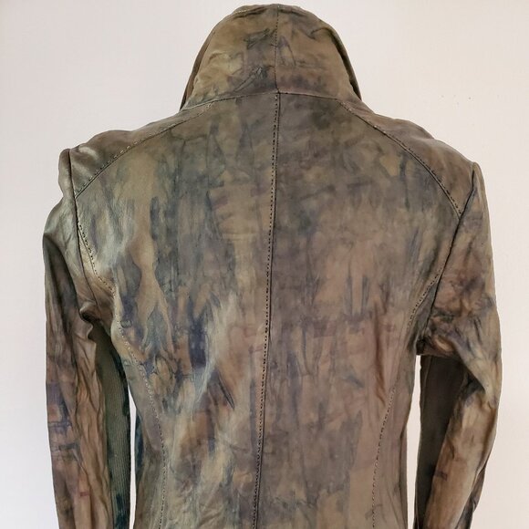 Vince leather crossover moto jacket gray black tan blue purple painted small L M - Picture 8 of 11